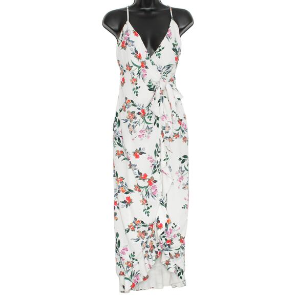 TJD The Jetset Diaries Dress Wrap Boho Feminine Romantic Floral White XS LC - Picture 1 of 5